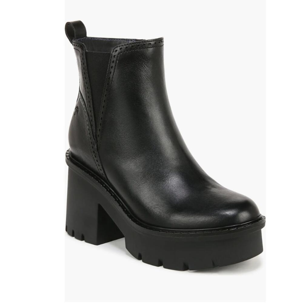 Naturalizer Women's Quest Platform Booties Black Leather Size 8 NIB Arch Support